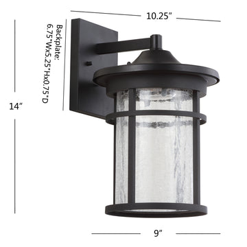 Campo Outdoor Wall Lantern Crackled Glass/Metal Integrated LED Wall Sconce - JONATHAN Y